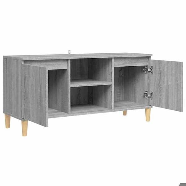 Maison Exclusive - TV-möbel med ben i solid Sonoma-grått trä 103,5x35x50 cm