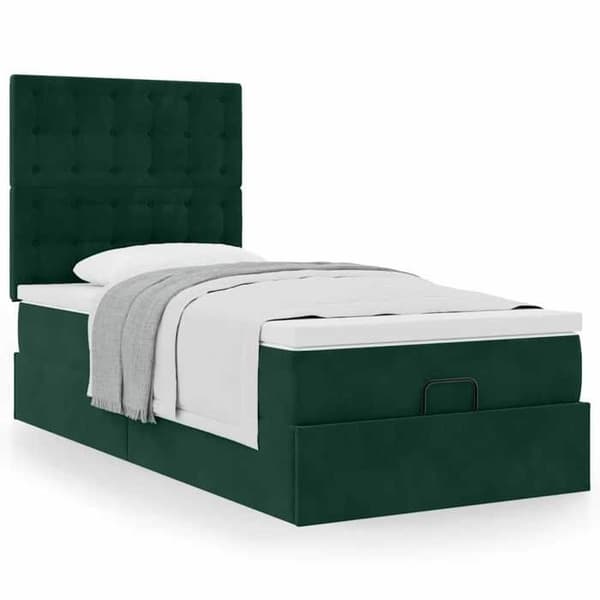 Maison Exclusive - Sultan sängram med mörkgrön madrass 90x200 cm sammet mörkgrön