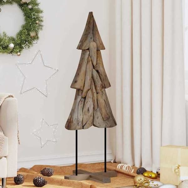 Maison Exclusive - Juletræ med brun støtte 121 cm i solid teaktræ
