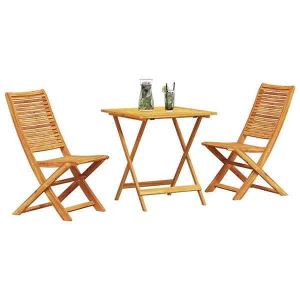 Maison Exclusive - Fällbart bistroset 3 delar Brun Massivt Akaciaträ