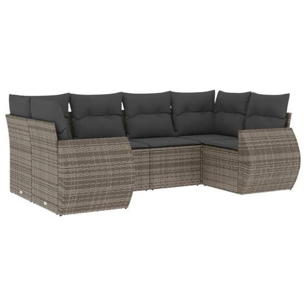 Maison Exclusive - Trädgårdsmöbler 6 delar med grå kuddar i flätad resin