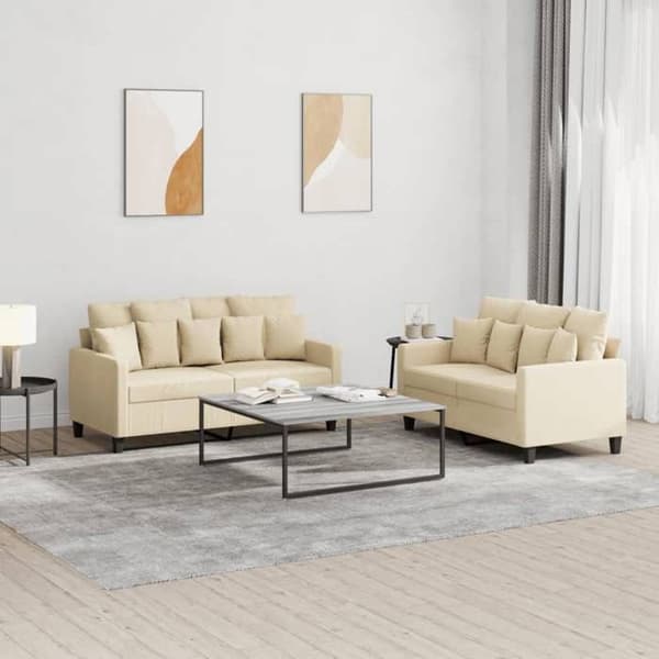 Maison Exclusive - Sæt af 2 sofaer med puder Creme Stof