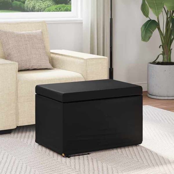 Taburet uden ryg - EKSKLUSIV HUS - 61 x 41 x 40 cm - Sort - Træ - Blød pude Svart