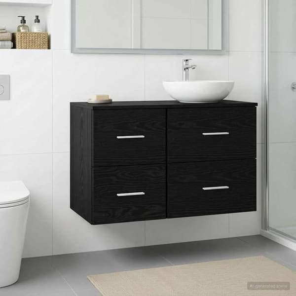 Maison Exclusive - Badeværelsesmøbel In-between Sort Eg 30 x 41 x 50 cm