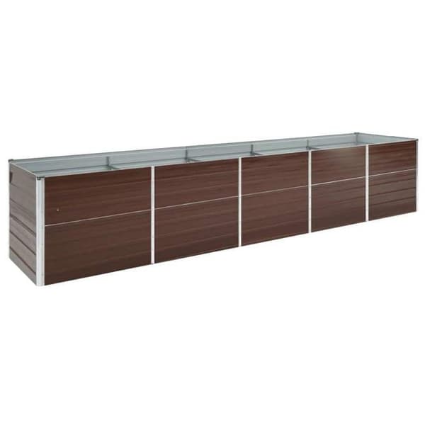 Höjd planteringslåda - EXKLUSIV HEM - 400 x 80 x 77 cm - Galvaniserat stål - Brun - Rektangulär brun