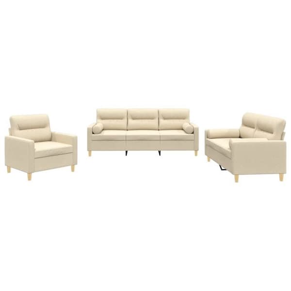 Maison Exclusive - Sæt af 3 sofaer med cremefarvede puder i stof