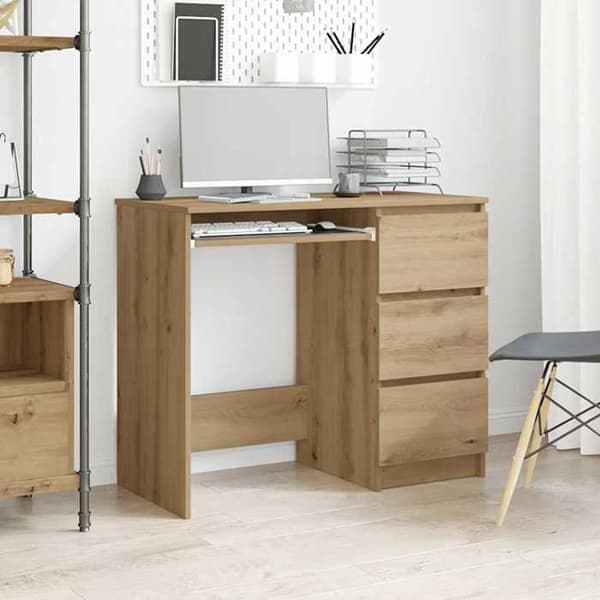 Maison Exclusive - Håndlavet egetræskontor 90x45x76 cm ingeniørtræ Ek