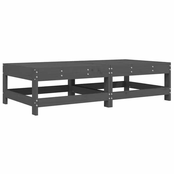 Trädgårdsfotstöd - EXKLUSIVT HEM - Set om 2 - Massivt trä - Grå kuddar - Modulärt ribbdesign Grå