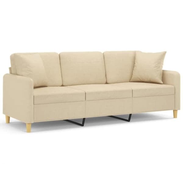 3-sitssoffa - Maison Exclusive - 100% polyester tyg i krämfärg - Robust metallram - Kuddar ingår Grädde