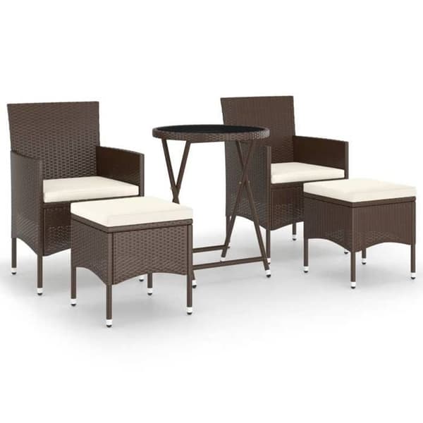 Maison Exclusive - Trädgårdsbistro-set 5 delar polyrotin och härdat glas
