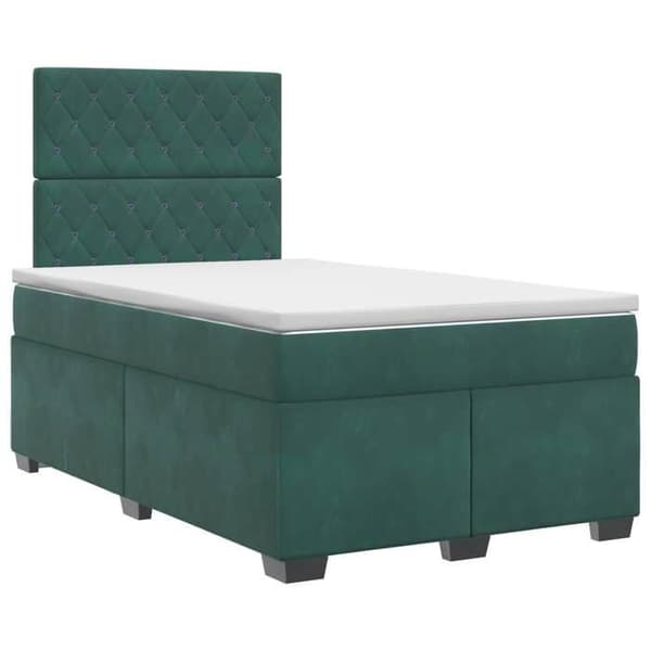 Maison Exclusive - Boxspring-sänky tummanvihreällä patjalla 120 x 200 cm Sametti