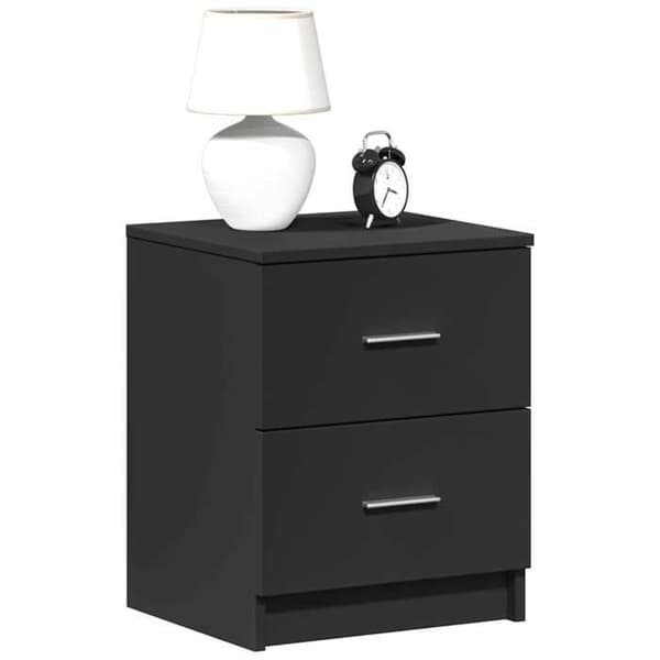 Maison Exclusive - Natbord med 2 skuffer sort 40x36x50 cm