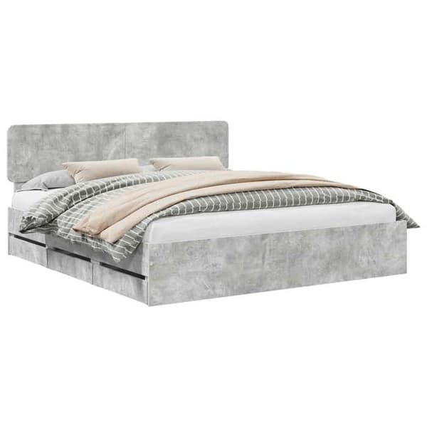 Maison Exclusive - Sängram Grå Betong 200 x 200 cm Ingenjörsträ