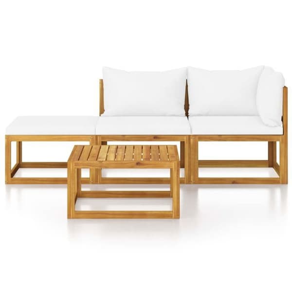 Maison Exclusive - Trädgårdsmöbler 4 delar med kuddar Creme Solid akaciaträ