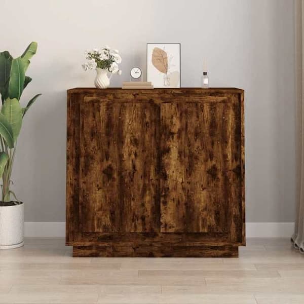 Buffet bas - EKSKLUSIVT HUS - 80x34x75 cm - Røget eg - Ingeniørtræ - 4 rum Rökt ek