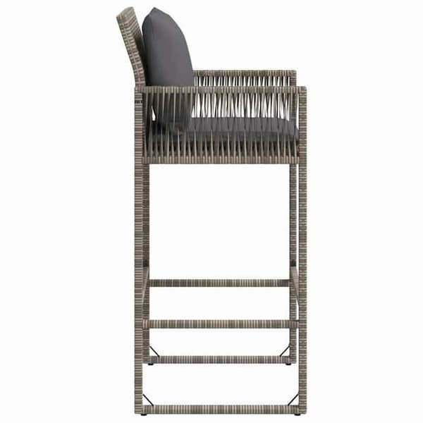 Maison Exclusive - Barstolar trädgård kuddar set om 2 grå flätad resin
