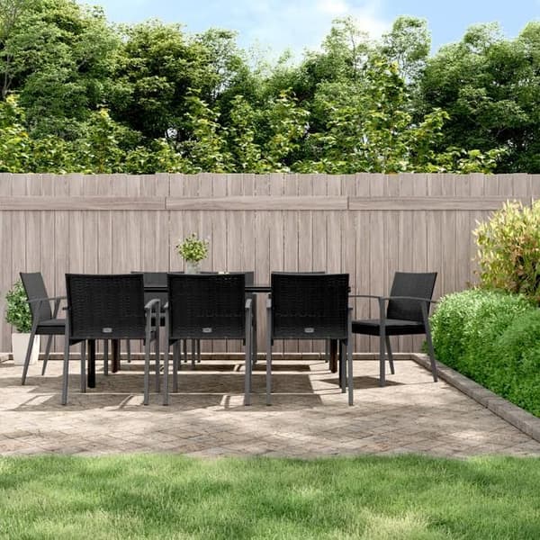 Maison Exclusive - 9 osan puutarhakalustesarja, jossa on pehmusteet, punottu muovi, teräs