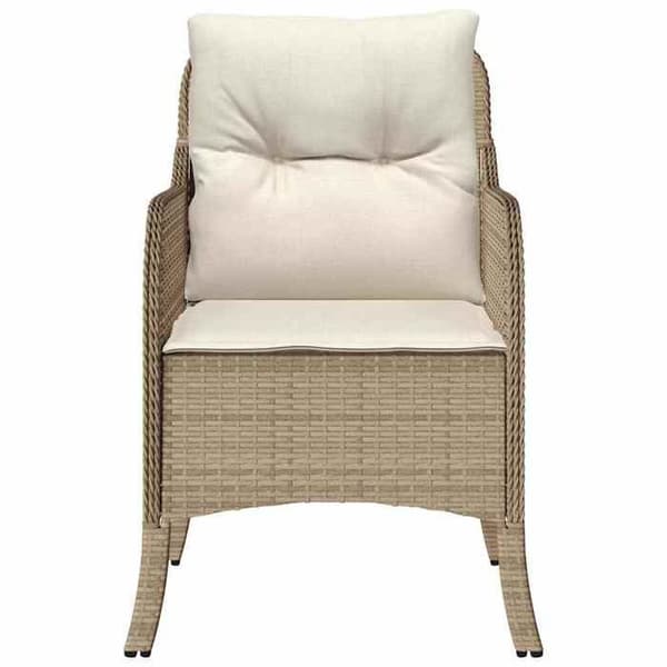 Maison Exclusive - Trädgårdsstolar med kuddar, set om 2, beige flätad resin
