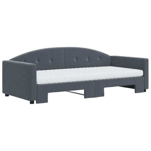 Dagseng - EKSKLUSIV HUS - Sovesofa 90x190 - Mørkegrå velour - Skummadras - Lamelseng Mörkgrå