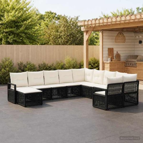 Maison Exclusive - 11 pc havegruppesæt i sort polyrotin