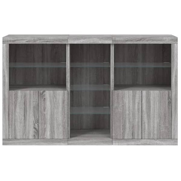Maison Exclusive - Buffet med LED-lys sonoma grå 162x37x100 cm