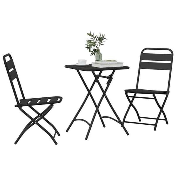 Ensemble bistro - EXKLUSIVT HUS - Bistroset 3 delar - Antracit - Stål - Fällbar antracit