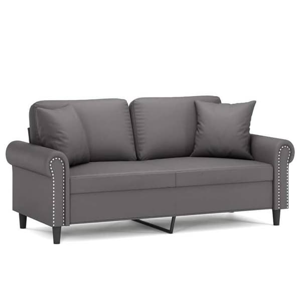 Maison Exclusive - Soffa 2 platser med grå dekorativa kuddar 140cm konstläder