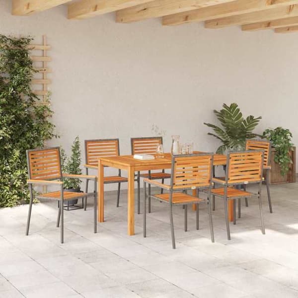 Maison Exclusive - 7 osan ruokailuryhmä puutarhaan Harmaa