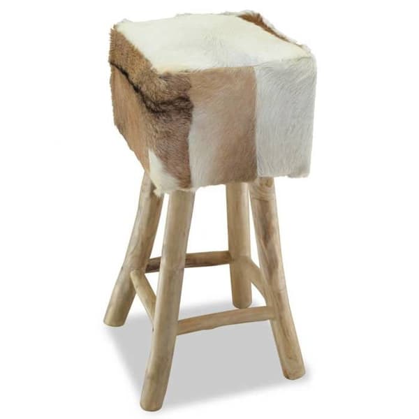 Maison Exclusive - Barstol i gedeskind og solid teaktræ naturligt trä
