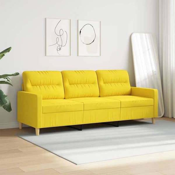 Maison Exclusive - Soffa 3-sits Gul ljus 180 cm Tyg Ljus gul