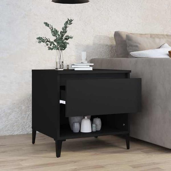 Maison Exclusive - Sort sidebord 50x46x50 cm Ingeniørtræ
