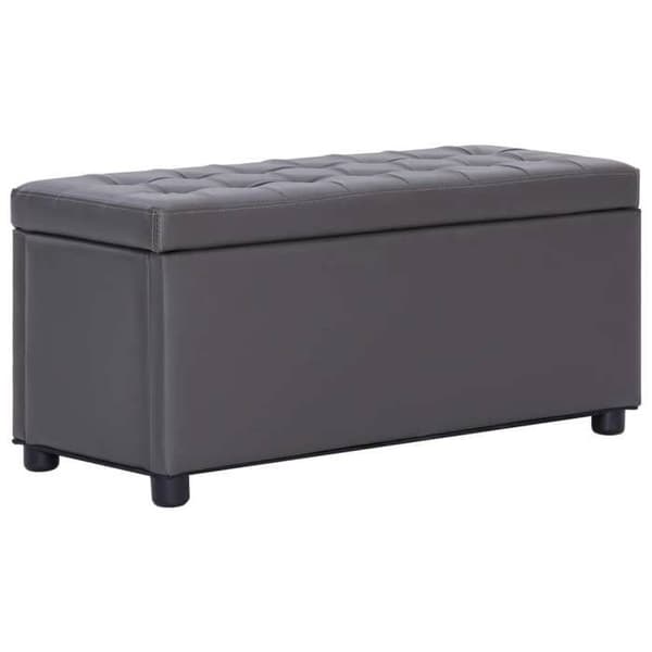 Opbevaringspuf - Eksklusiv Hus - Grå - 87,5 x 36 x 40 cm - Syntetisk læder Grå