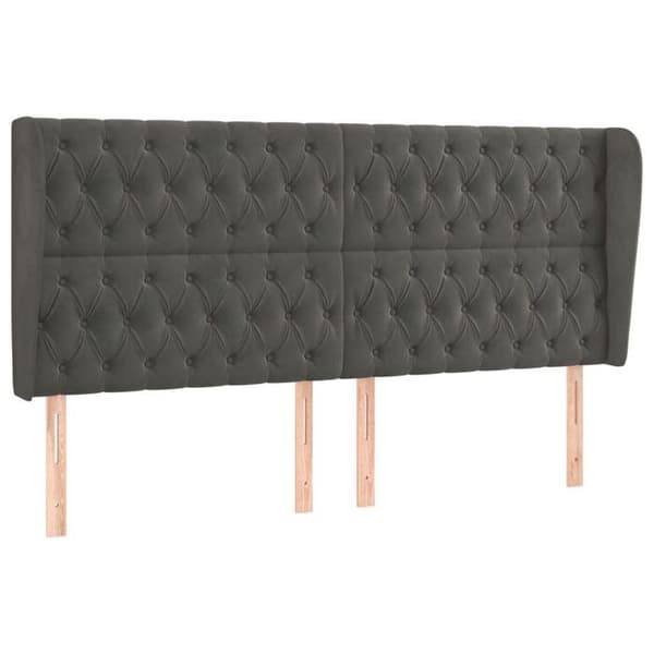 Maison Exclusive - Päätylevy korvilla Tummanharmaa 183x23x118/128 cm Sametti mörkgrå