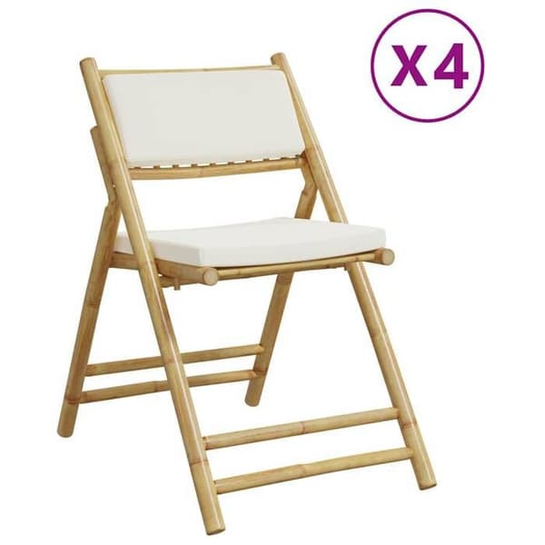 Maison Exclusive - Bistro klapstole sæt af 4 med cremehvide puder