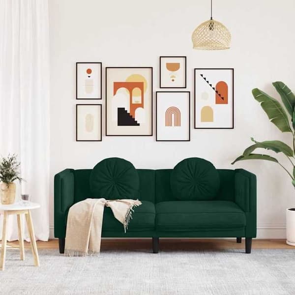 Maison Exclusive - Soffa med kuddar 2 platser mörkgrön sammet