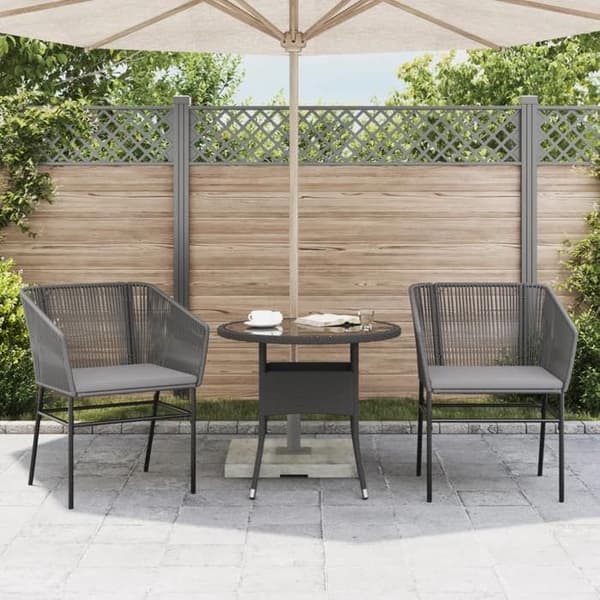 Maison Exclusive - Trädgårdsstolar set om 2 med grå kuddar i flätad resin