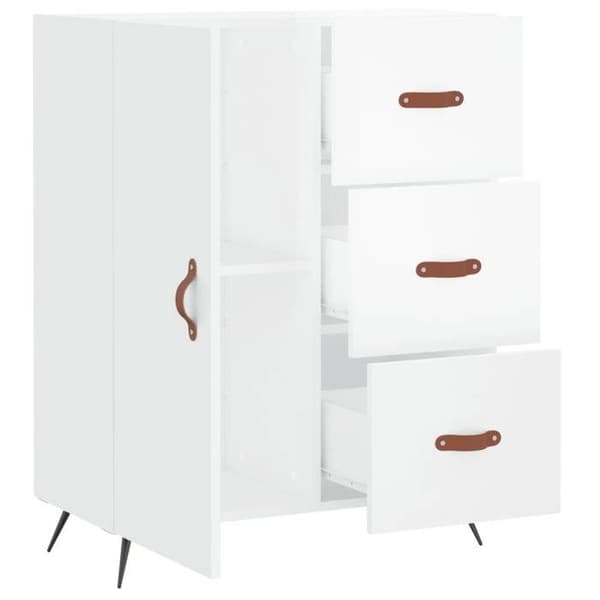 Maison Exclusive - Buffé Vit glänsande 69,5x34x90 cm Ingenjörsträ