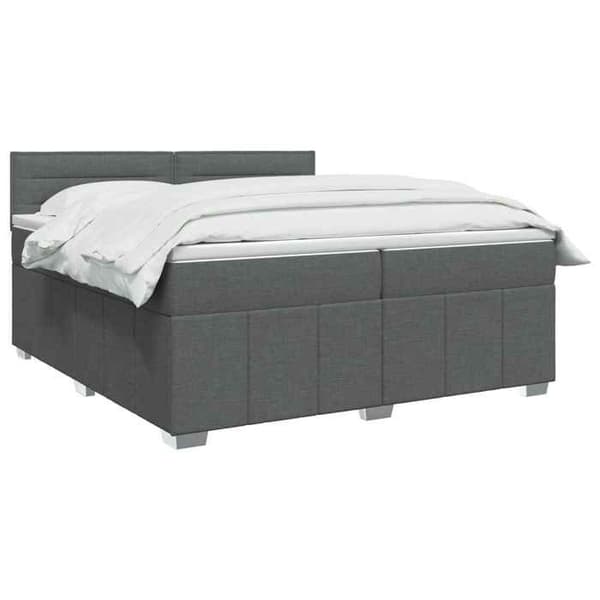 Maison Exclusive - Boxspring säng med madrass Mörkgrå 200 x 200 cm Tyg Mörkgrå