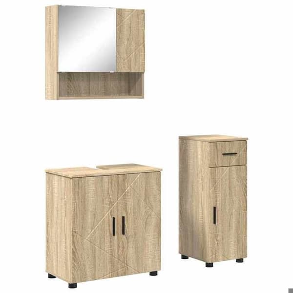 Maison Exclusive - Sæt af 3 pc badeværelsesmøbler Sonoma eg Sonoma ek