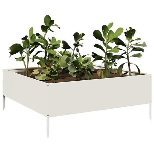 Maison Exclusive - Hævet havebed 100x100x41 cm stål Vit