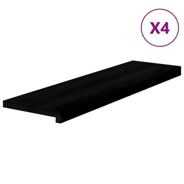 Trappe - EKSKLUSIV HUS - 90 x 30 x 2 cm - Massiv eg - Brun-sort - Sæt af 4 brun-svart