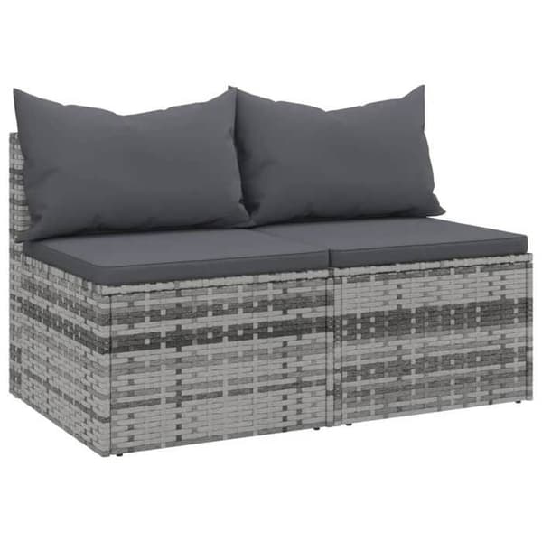 Maison Exclusive - Centrala trädgårdssoffor och kuddar 2 st Grå flätad resin