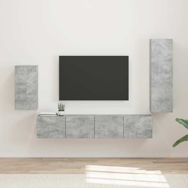 Maison Exclusive - TV-møbel sæt 4 dele Grå beton Ingeniørtræ