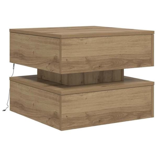 Maison Exclusive - Sofabord med LED-lys, håndlavet egetræ 50x50x40 cm Ek
