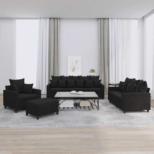 Maison Exclusive - 4-delars soffgrupp med kuddar i svart sammet