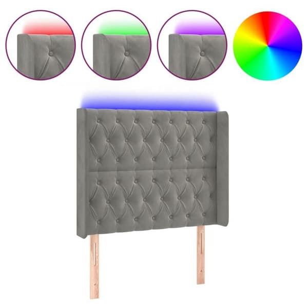 Maison Exclusive - LED-päätyharso Vaaleanharmaa 93x16x118/128 cm Sametti ljusgrått