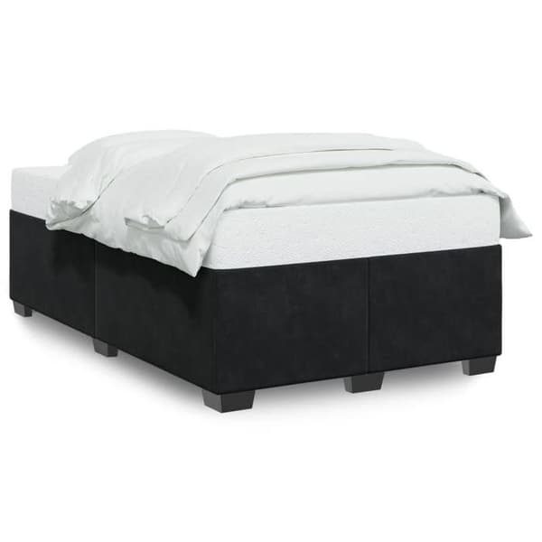 Sengestel - EKSKLUSIV HUS - 120x190 cm - Sort velour - Lamelseng - Robuste ben Svart