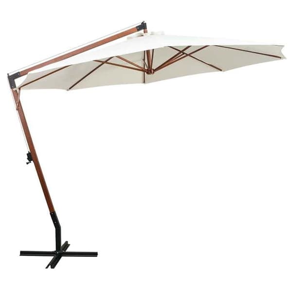 Maison Exclusive - Hängande parasoll med trästolpe 350 cm vit