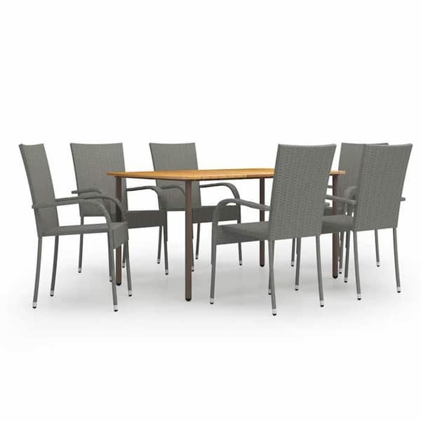 Maison Exclusive - Trädgårdsset 7 delar Flätad resin Grå Grå