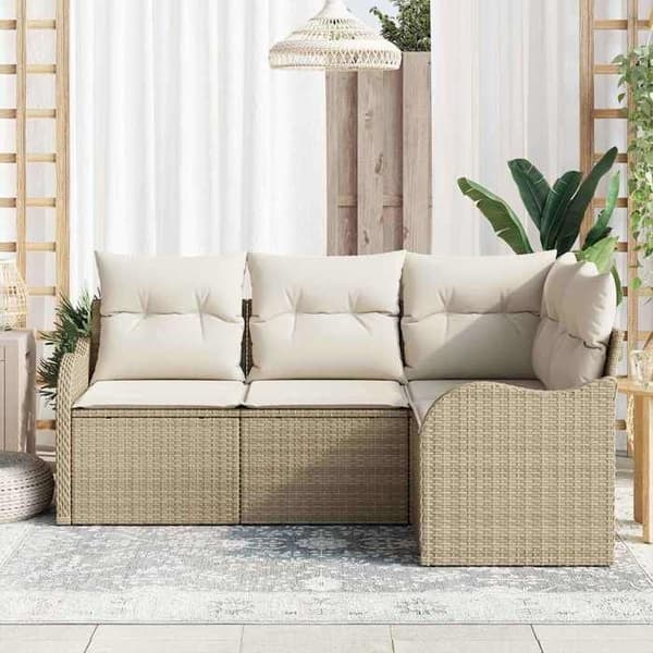 Maison Exclusive - 4 osan beige polyrottinkinen puutarhakalustesetti
